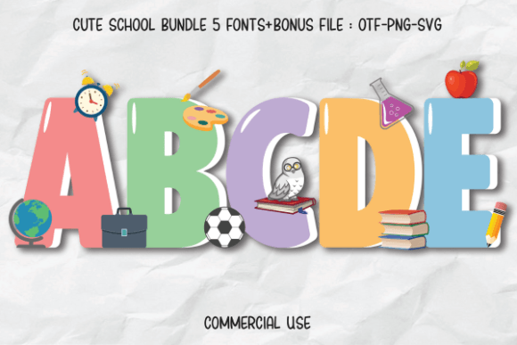 Cute School Font: A Bold Burst of Color for Creative Projects